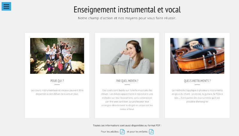 Aperçu du site de Music For All Luxembourg